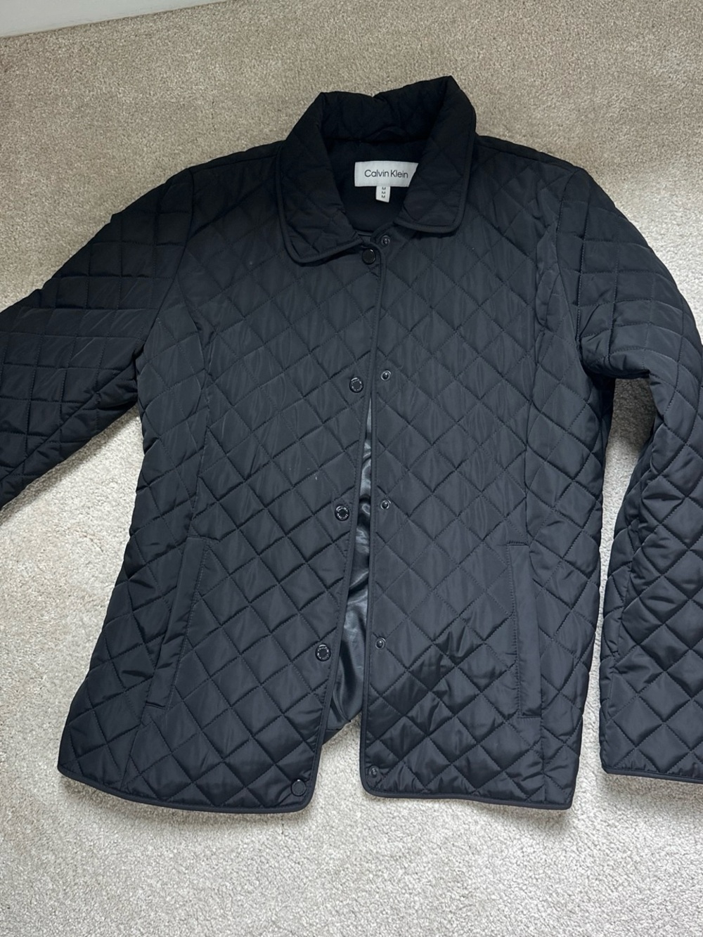 Calvin Klein Black Quilted Snap-Front Jacket